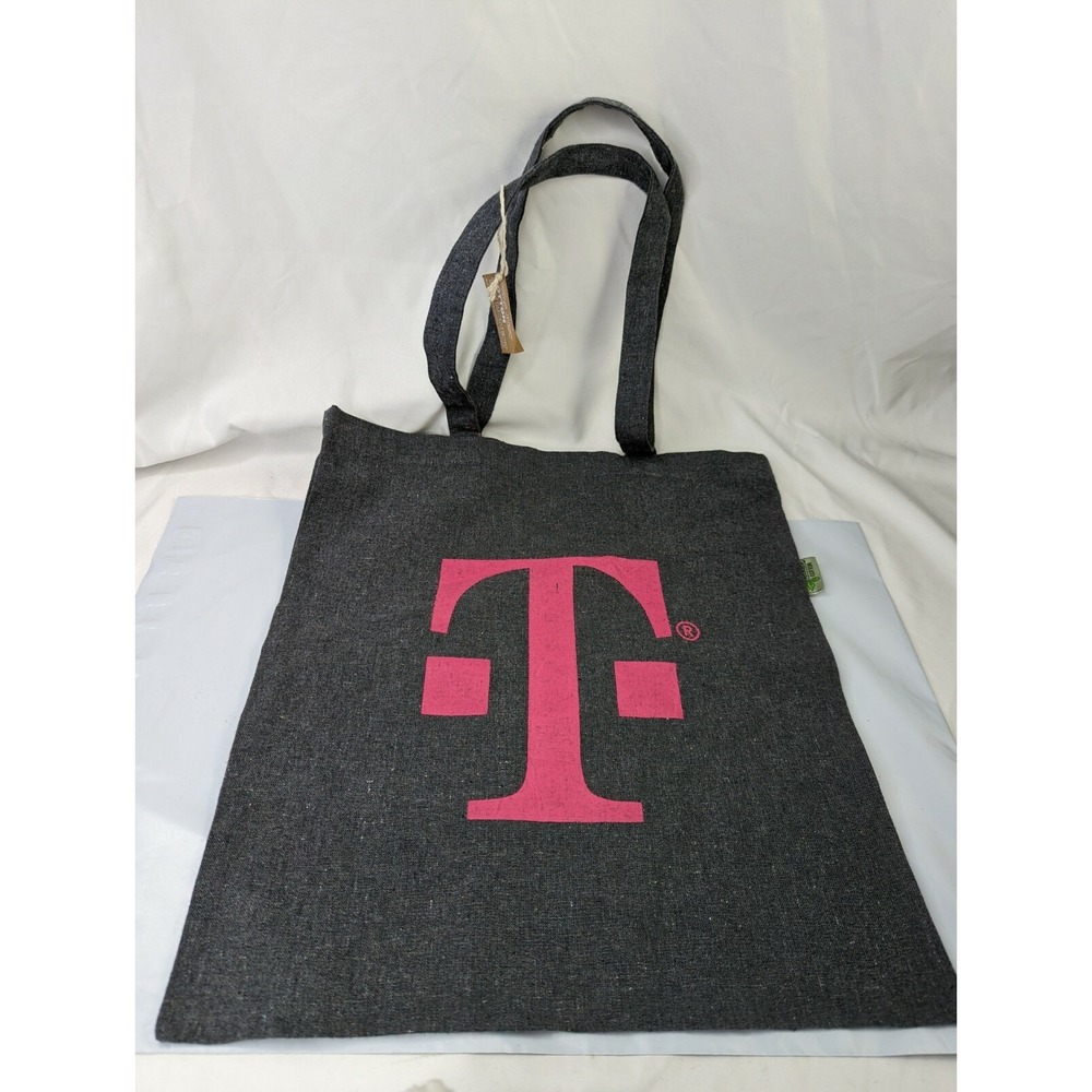 Recycled Cotton Twill Tote Shopping Bag Reusable Gray Pink Leeds T Mobile‎